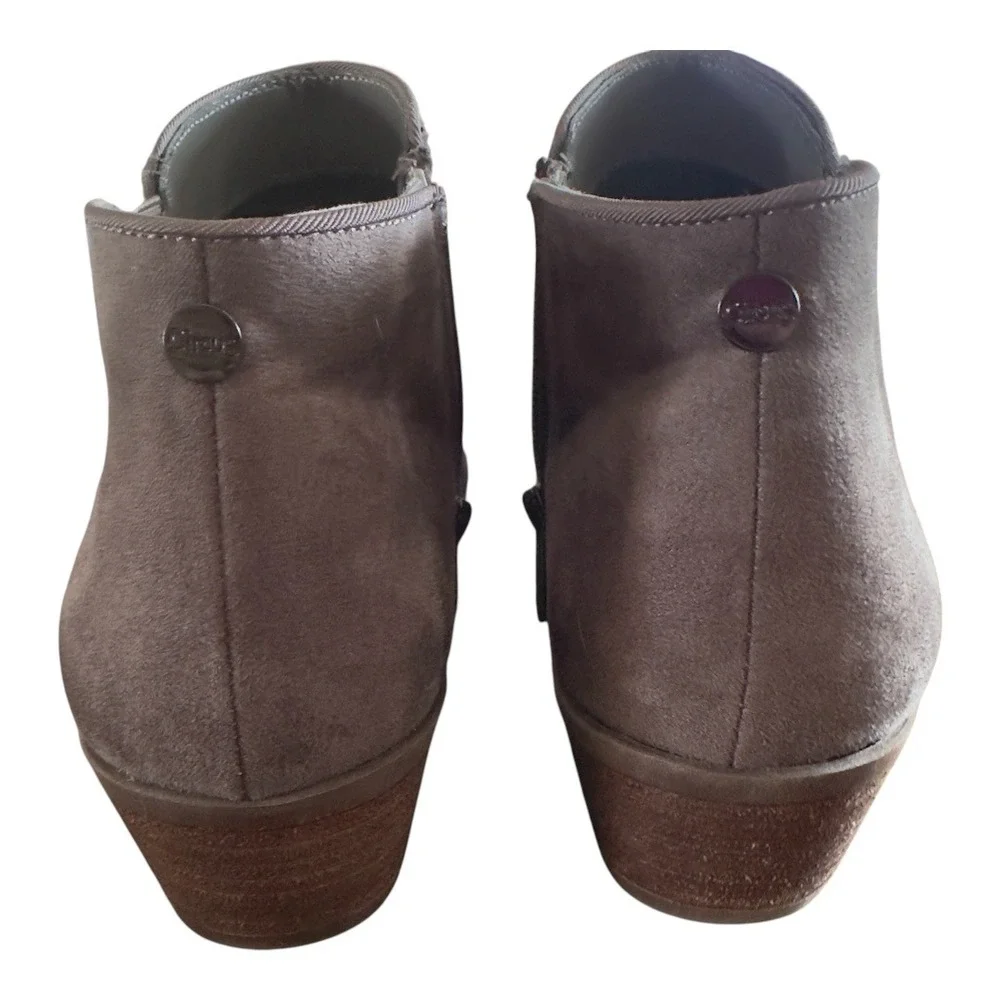 Sam‎ Edelman Circus Suede Ankle Booties Stacked Heel Gray Western Cowgirl 7.5